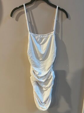 White Ruched Slip Dress